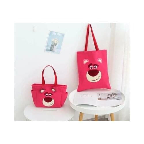Disney Lotso Bear Anime Figures Cartoon Product Cosplay Accessories Casual Shoulder Bag Lunch Gifts Unisex