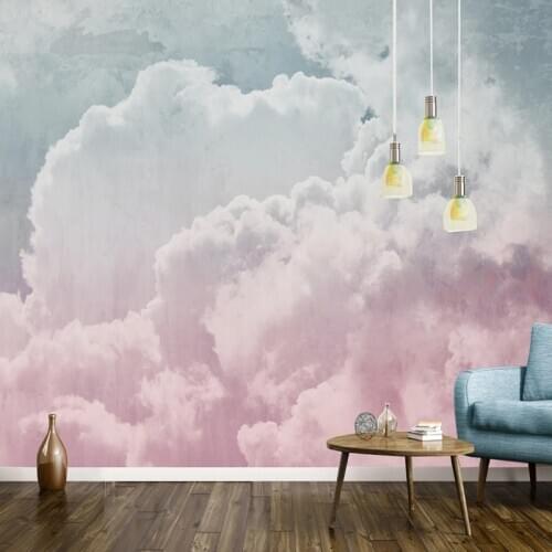 Photo Wallpaper Nordic Retro Gray Pink Cloud Mural Wall Paper Living Room Bedroom Abstract Art Wall Painting Papel De Parede 3 D