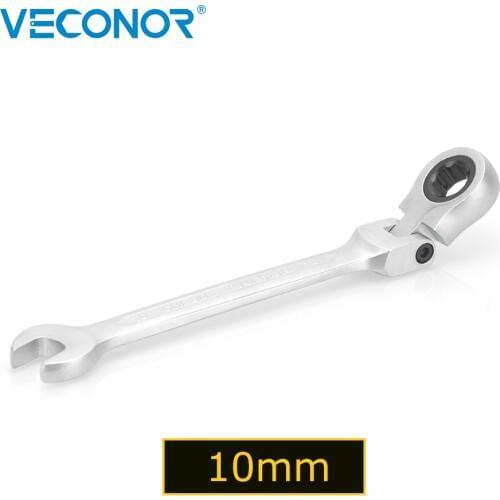 10mm Ratchet Wrench Spanner Flexible Head Dull Polish 72T Ratcheting High Torque Multitool