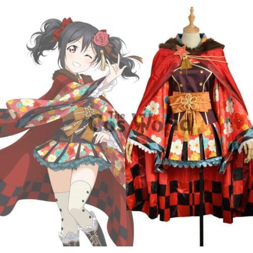 Love Live School Idol Project Yazawa Nico Flower Tops Stripes Kimono Yukata Dress Uniform Outfit Anime Cosplay Costumes