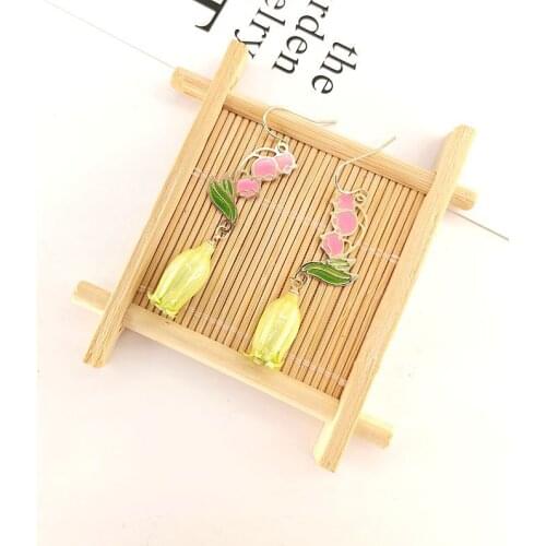 Bell Orchid Earrings For Women Romantic Sweet Elegant Real Flowers Spring Drop Ears Fashion Jewelry Girl Student Good Gift