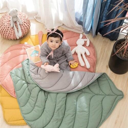 Nordic Leaf Rug Soft Cotton Rugs Baby Kids Play Floor Mat Bedroom Decor Carpet Nursery Blanket Living Room Home Rug