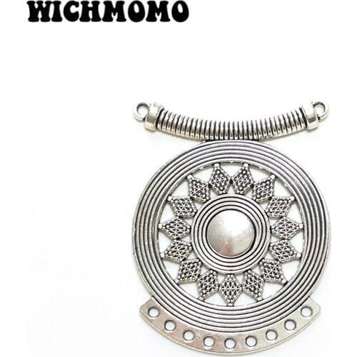 2019 New Fashion 52*40MM 1pieces Retro Zinc Alloy Round Tassel Loop Linker for DIY Necklace Connectors Charms