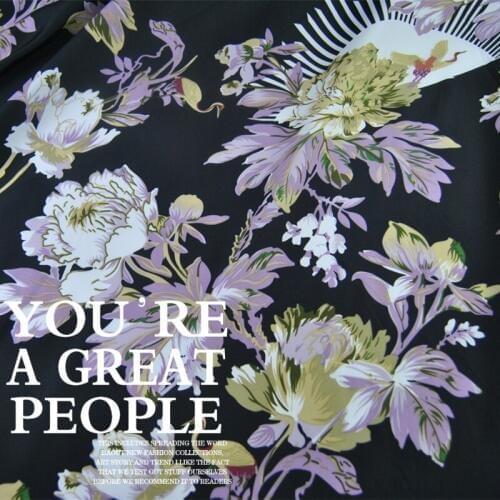 LEO&LIN Fiber Black Birds Spend The Spring Summer Dress Fabric 50cm