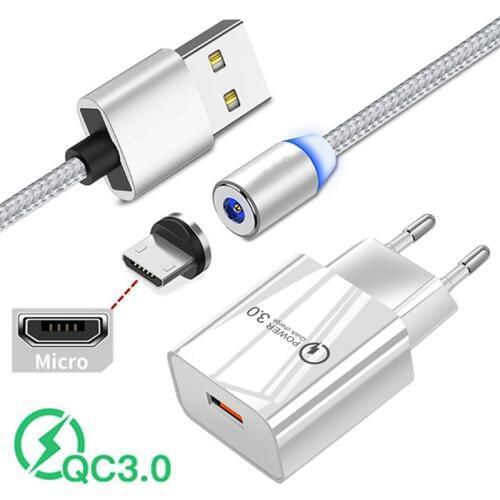 Magnetic Micro usb Charge Cable QC 3.0 USB Fast charger For Samsung A01 Huawei Y5p Y7 P Smart 2019 honor 9a 7a 10i android Phone