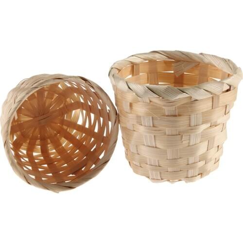 1PCs Small Basket Desktop Finishing Home Storage Bamboo Weaving Products Sundries Organizer Rattan Plant Box Wicker Basket