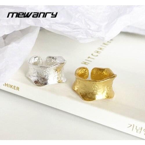 Mewanry 925 Sterling Silver Irregular Texture Couples Rings Fashion Vintage Simple Design Party Jewelry Birthday Gifts for Women