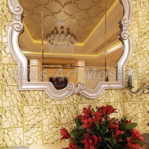 Ripple gold metal mosaic tiles for kitchen backsplash A4650-2