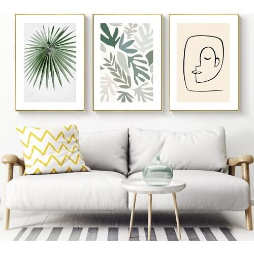 Nordic Abstract Line Posters Green Jungle Printing Picture Wall Art Canvas Painting Wall Pictures for Living Room Home Decor