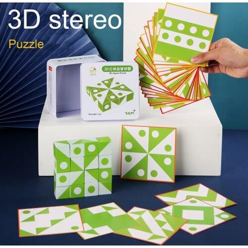 3D Jigsaw Puzzle with Reference Picture Tabletop Toys for Senior Kindergarten Pupil Children Wooden Toys