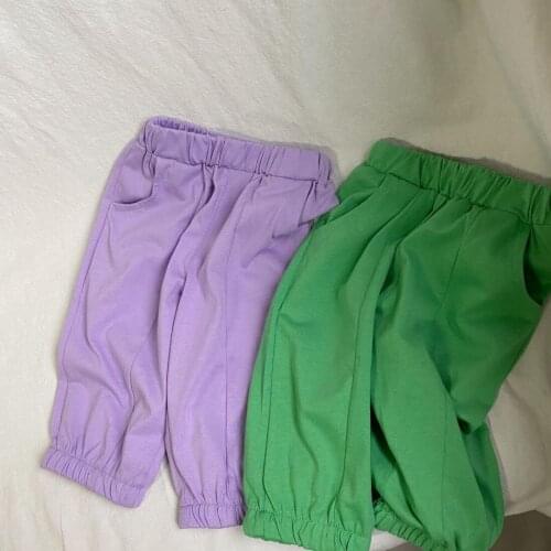 2021 new girls boys long pants cotton linen summer cool kids pants