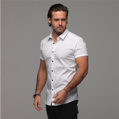 New Mens Fashion Spring Summer Brand Sports Short Cool Casual Breathable Fitness Clothing Turn-down Collar Short Sleeve Shirts