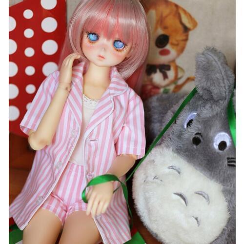 NEW BJD Doll Clothes 1/3 1/4 1/6 Salon clothe Striped Pajamas suit Pink/Blue/Brown