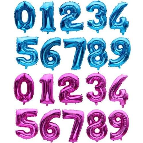 New 32 inch large Blue Rose red Number Foil Balloons Digit air Ballons Birthday Party Event Supplies Wedding Decor Baloons