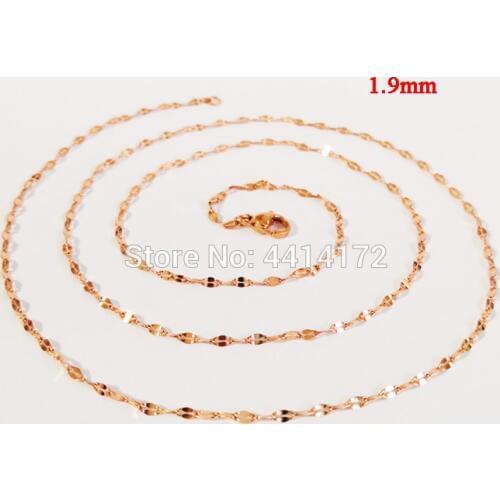 1.9mm rose gold color 316L stainless steel necklaces Mouth Lip link chains women ladies' fashion jewelry wholesale 10 20 50pcs