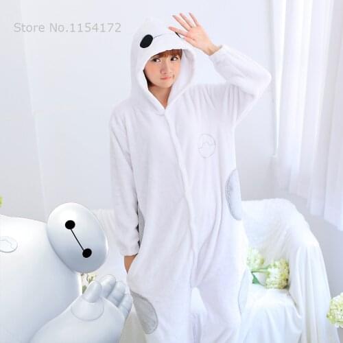 Hot Cartoon Big Hero Cosplay Halloween Party Costumes Animal Pijama Flannel Sleepwear Adult Onesies Baymax Pajamas Kigurumi
