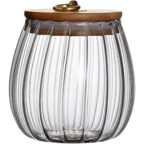 Transparent Glass Jar Sealed Cans Tea Cans Household Food Grade Large Capacity Sucrier Cans Bamboo Cover Kitchen Supplies