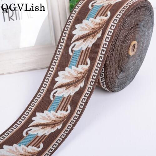 QGVLish 25M/Roll 9cm Width Flower Jacquard Lace Ribbon Belt DIY For Cushion Sofa Clothing Curtain Accessories Lace Trims Decor