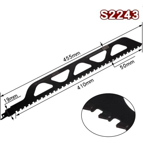 S2243 Carbide Reciprocating Saw Blade For Cutting Concrete Brick Stone Woodworking Power Tool Parts Alloy Steel Teeth Blades