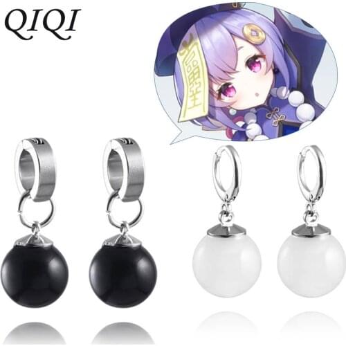Genshin Impact Qiqi Cosplay Earrings Agate Oorbellen Cartoon Figuur Oor Clip Halloween Carnaval Kostuum Jewelry Accessoires Prop