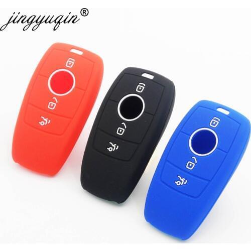 Jingyuqin Silicone Car Key Cover Protective Case Rubber For Mercedes Benz 2017 E Class W213 2018 S Class Accessories Car styling
