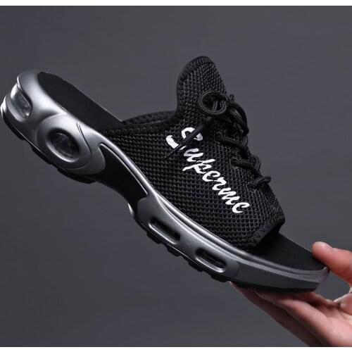 Air cushion slippers Men vacation wearproof antiskid slipper with soft sole mesh slipper for summer lace up slipper zy409