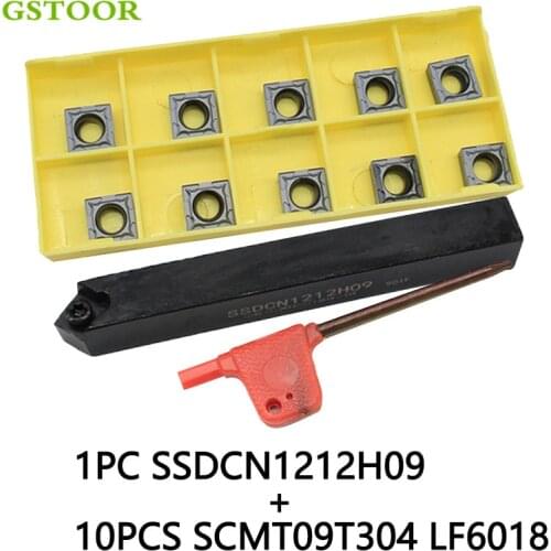 10PCS SCMT09T304 LF6018 carbide insert +1PC SSDCN1212H09 turning tool CNC Lathe Turnning cutter holder