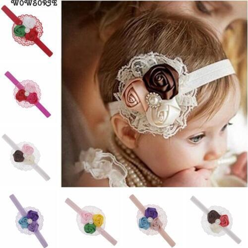 Baby Headband rose flower rhinestone hairband Accessory Elastic HeadBand Photography Props baby hair Accessories headwear
