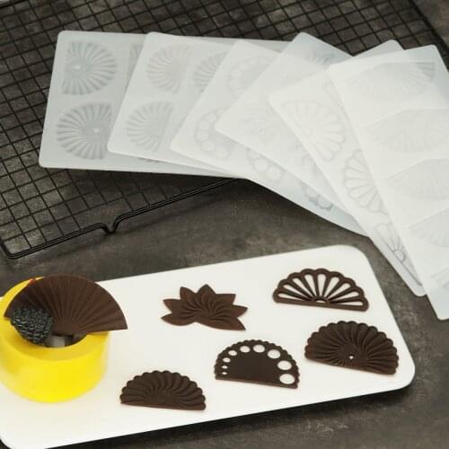 Fan Shape Silicone Mold DIY Decorating Chocolate Stencil Ruffled Surface Fan-Shaped Cake Topper For Sundae Parfait