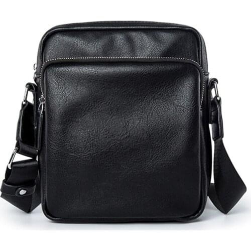 Vintage Men Shoulder Bag Thick Leather Messenger Bag With Front Pocket Waterproof Leather Male Female Business Crossbody Bags