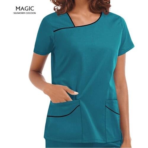 High Quality Nursing Scrubs Women Uniforms Pet Grooming Scrub Set Short Sleeved V-neck Top and Pants Doctor Surgery Work Clothes