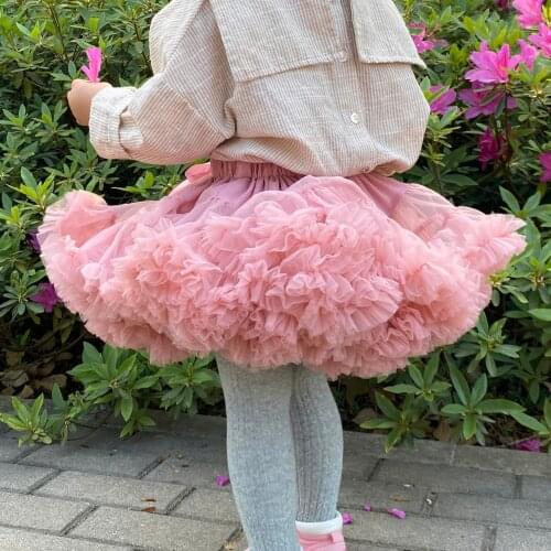 Girls TuTu Skirt Extra Fluffy Pettiskirt Princess Soft Tulle Kids Girl Party Dance Skirts 2-8 Years Baby
