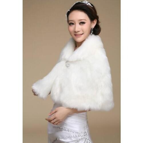Women Elegant Winter Faux Fur Cape Wedding Dress Bridal Wrap Bridesmaids Prom Jacket Shawls