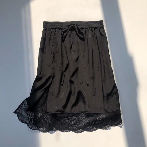 Ladies High-end Silk Jacquard Lace Patchwork Short Mini Skirt