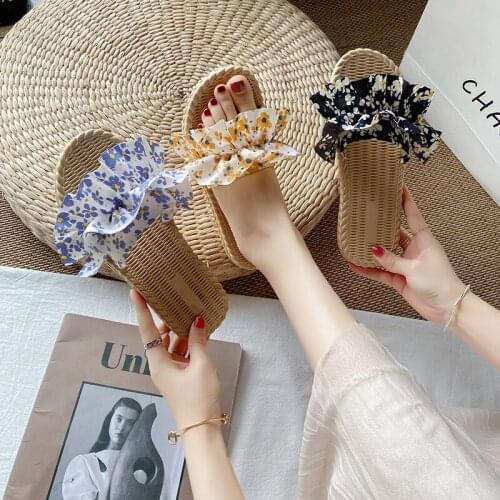 Women Summer Sandals and Slippers Outer Wear Sandals New Fashion All-match Floral Slippers Leisure Vacation Beach Fairy Sandals