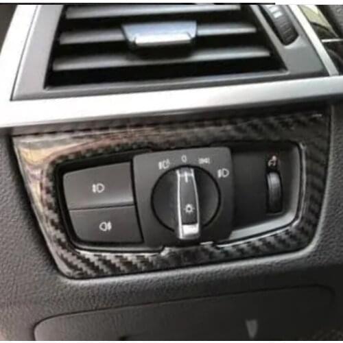 1pcs Car Headlight Switch Trim Cover Dashboard Auto Interior Switch Button Decorative Carbon Fiber Sticker For BMW F30 F31