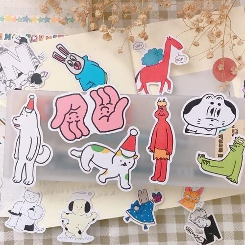 18pcs Cute animal illustration Stickers Crafts And Scrapbooking stickers book Student label Decorative sticker DIY Stationery