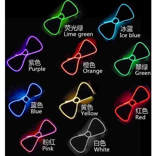 2017 Future warrier 10 Color Light Up LED Bow Tie glowing EL wire Bow Tie For DJ,bar,club and Evening Party