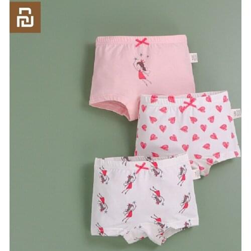 3pcs Xiaomi Youpin Girls Pure Cotton Underwear Kids Boxer Briefs Teenager Underpants Soft Comfortable and Breathable Underwear