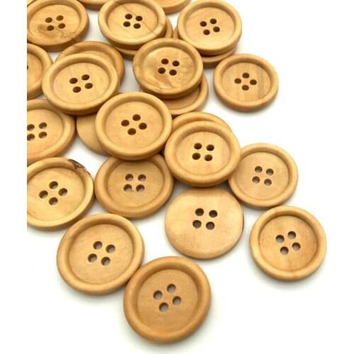 30PCS 25mm 4 Hole Wood Buttons for Sewing Scrapbook Clothing Crafts Gift Jacket Blazer Sweaters Handwork Accessories SC017