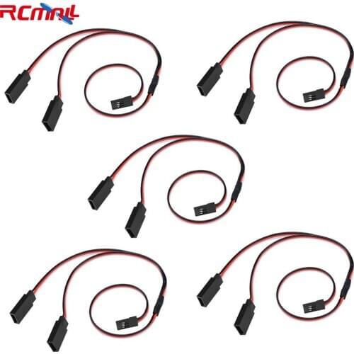 5PCS 30cm Servo 1 to 2 Y Harness Leads Splitter Cable, Male to Female Servo Extensions Lead Wire for RC Airplane, for JR/Futab