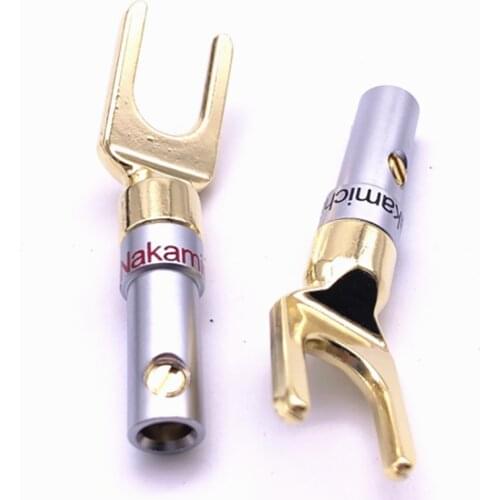 6/12 pieces of pure copper gold-plated Y/U banana plug set cable wire connector fork shovel speaker plug adapter audio terminal