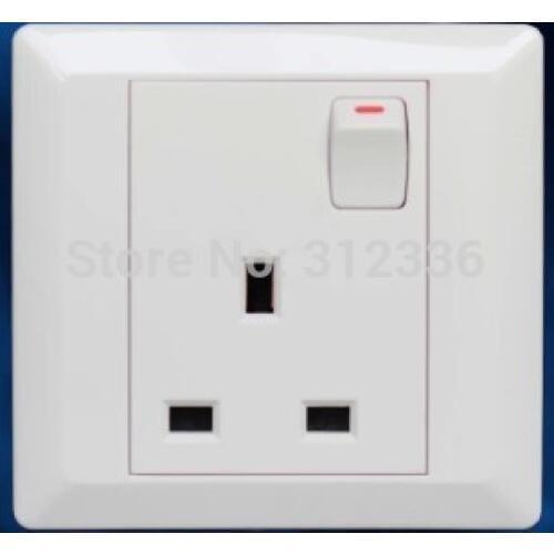 Free Shipping Three square Holes with switch wall Socket English-style BS1363 standard 13A