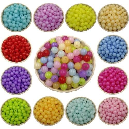 100PCS 8mm Acrylic Beads DIY Findings Beading Jelly color Round Fashion Jewelry Accessories Beads For Jewelry Making For Crafts