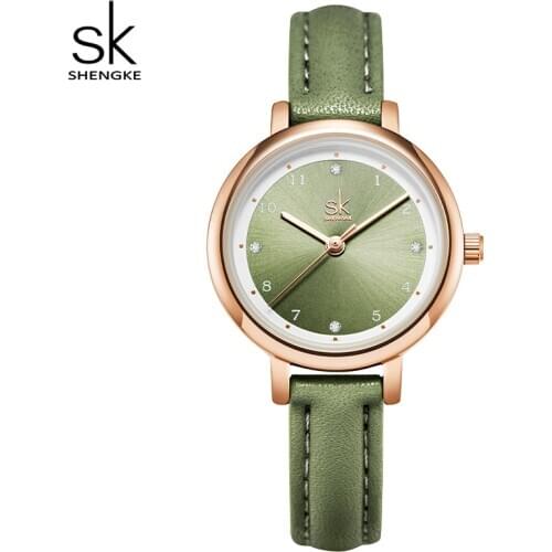 Shengke Women Watches Slim Leather Strap Mini Dial Japanese Quartz Movement Elegant Relogio Feminino Gift Watch Reloj Mujer Girl