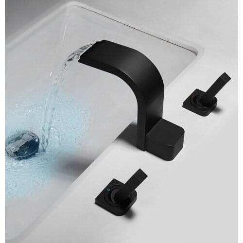 Black Luxury Wash Basin Sink Faucet Bathroom Faucets Dual Handles Hot And Cold Mixer Tap Three Holes Water Taps