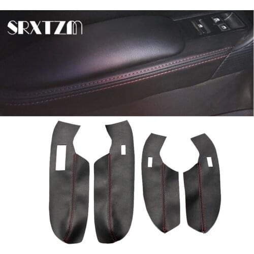 For VW Polo 2011 2012 2013 2014 2015 2016 Microfiber Leather Door Handle Armrest Panel Decorative Cover