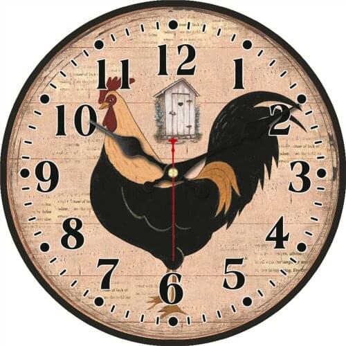 WONZOM Big Chicken Modern Style Wooden Cardboard Clock,Round Wall Clock for Home Decor Living Room No Ticking Sound 6-16 inch