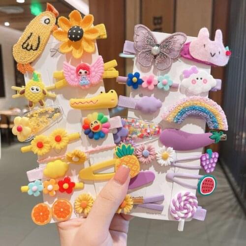 14pcs Childrens Hairpin Hair Accessories Girls Bangs Hair Clip Simple Princess Hair Cards Kids Headband Girls Cartoon Headdress