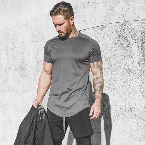 Men Mesh T-Shirt Gyms Clothing Mens Summer Brand Tight Tops Tees Homme Solid Quick Dry Bodybuilding Fitness Tshirt